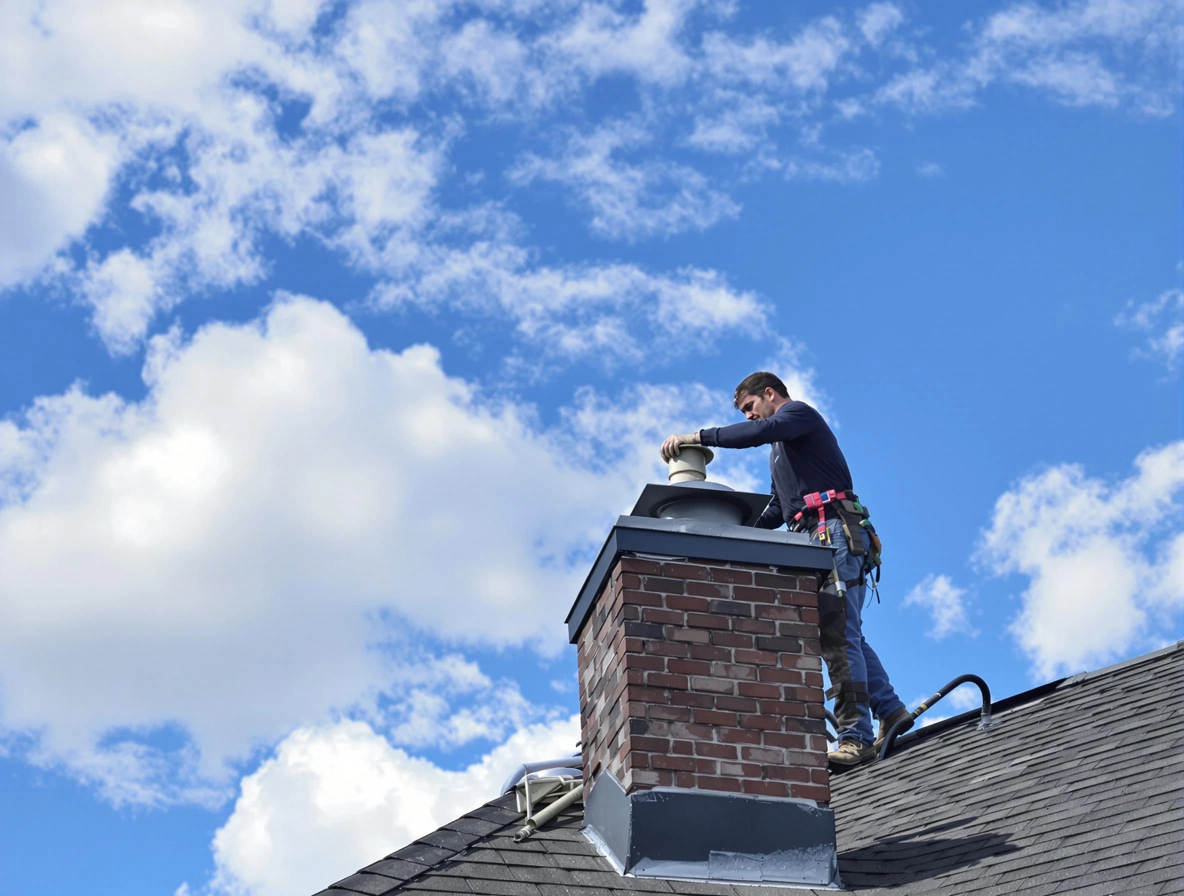 Marlborough Chimney Sweep installing a sturdy chimney cap in Marlborough, MA