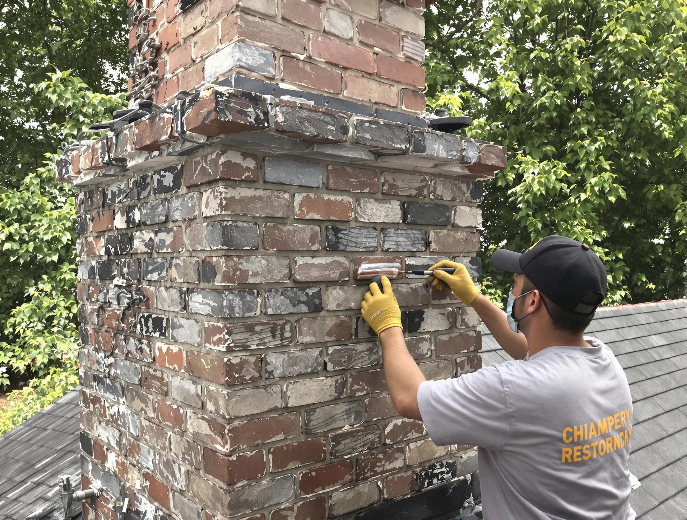 In-progress chimney restoration by Marlborough Chimney Sweep in Marlborough, MA