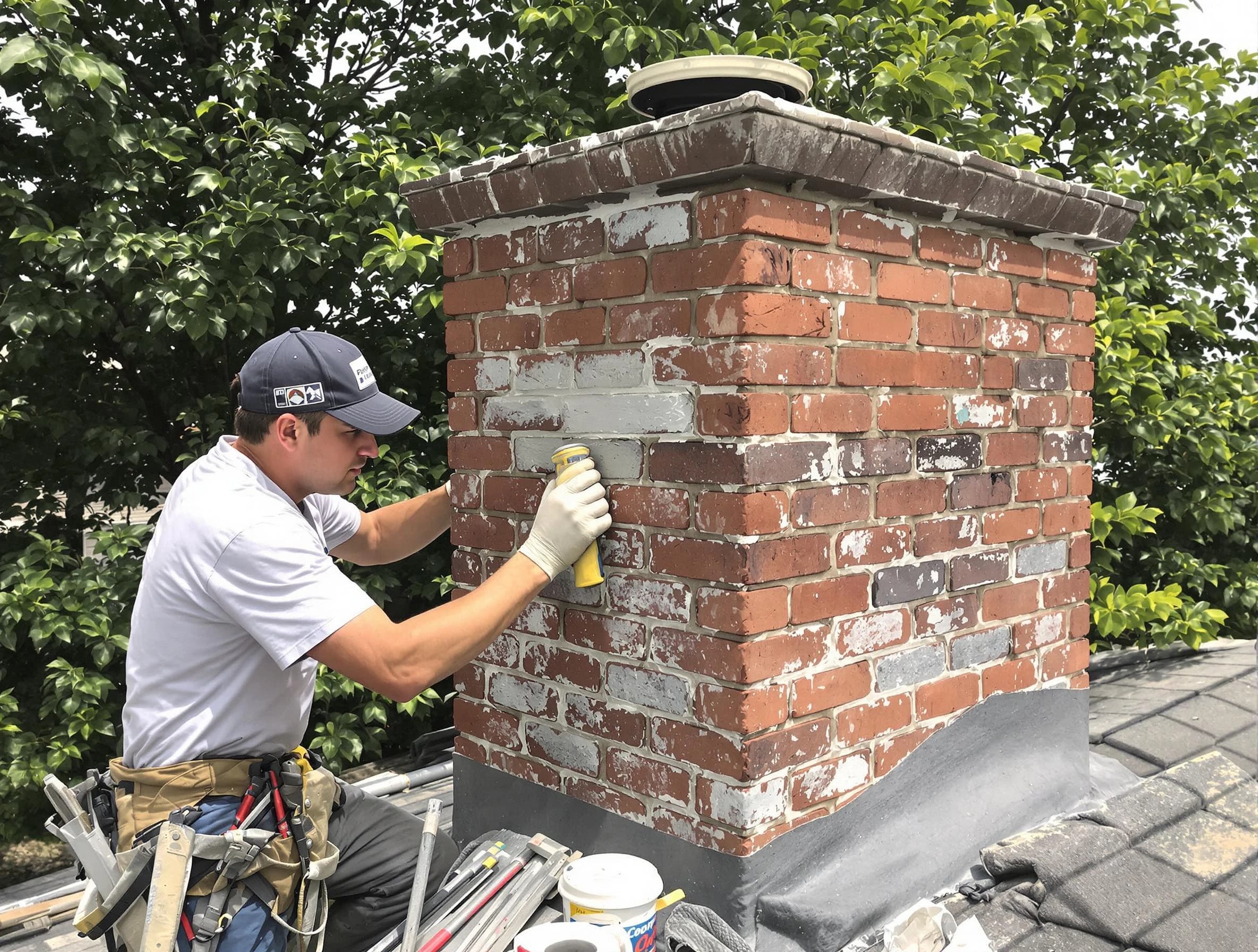 Marlborough Chimney Sweep restoring an aging chimney in Marlborough, MA
