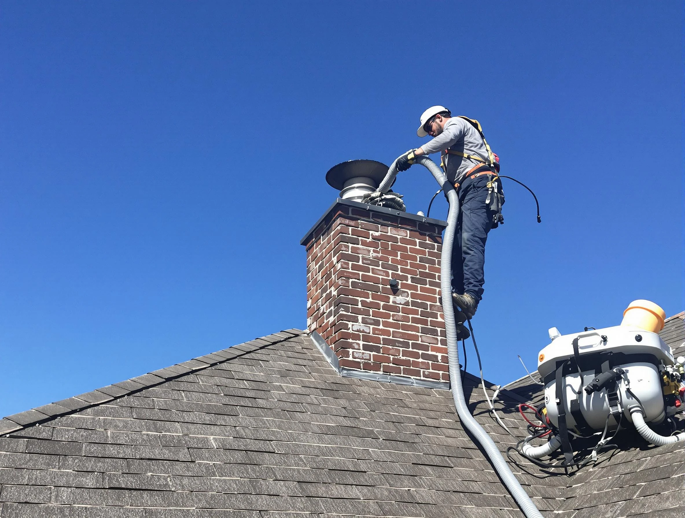 Dedicated Marlborough Chimney Sweep team member cleaning a chimney in Marlborough, MA