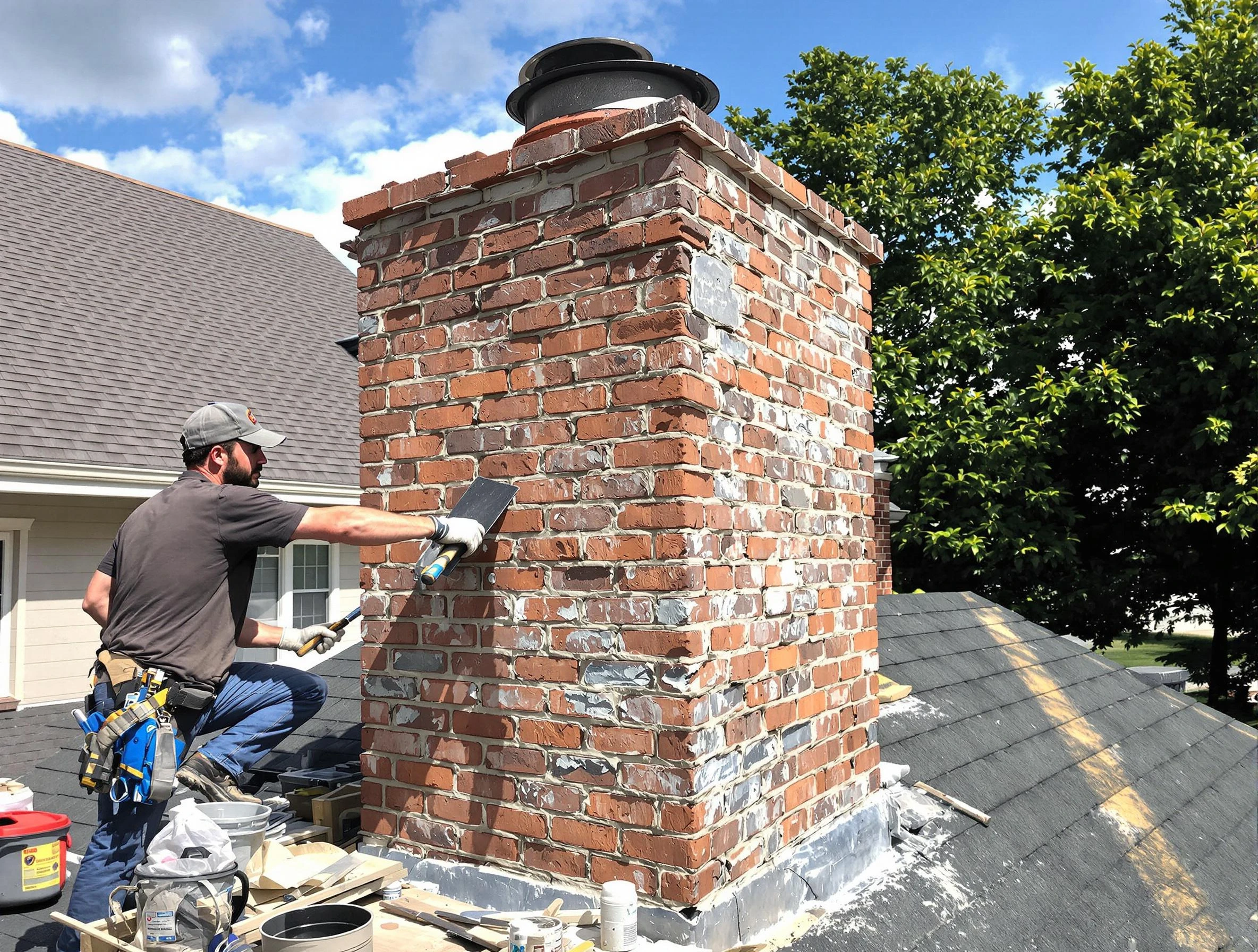 Completed chimney rebuild by Marlborough Chimney Sweep in Marlborough, MA