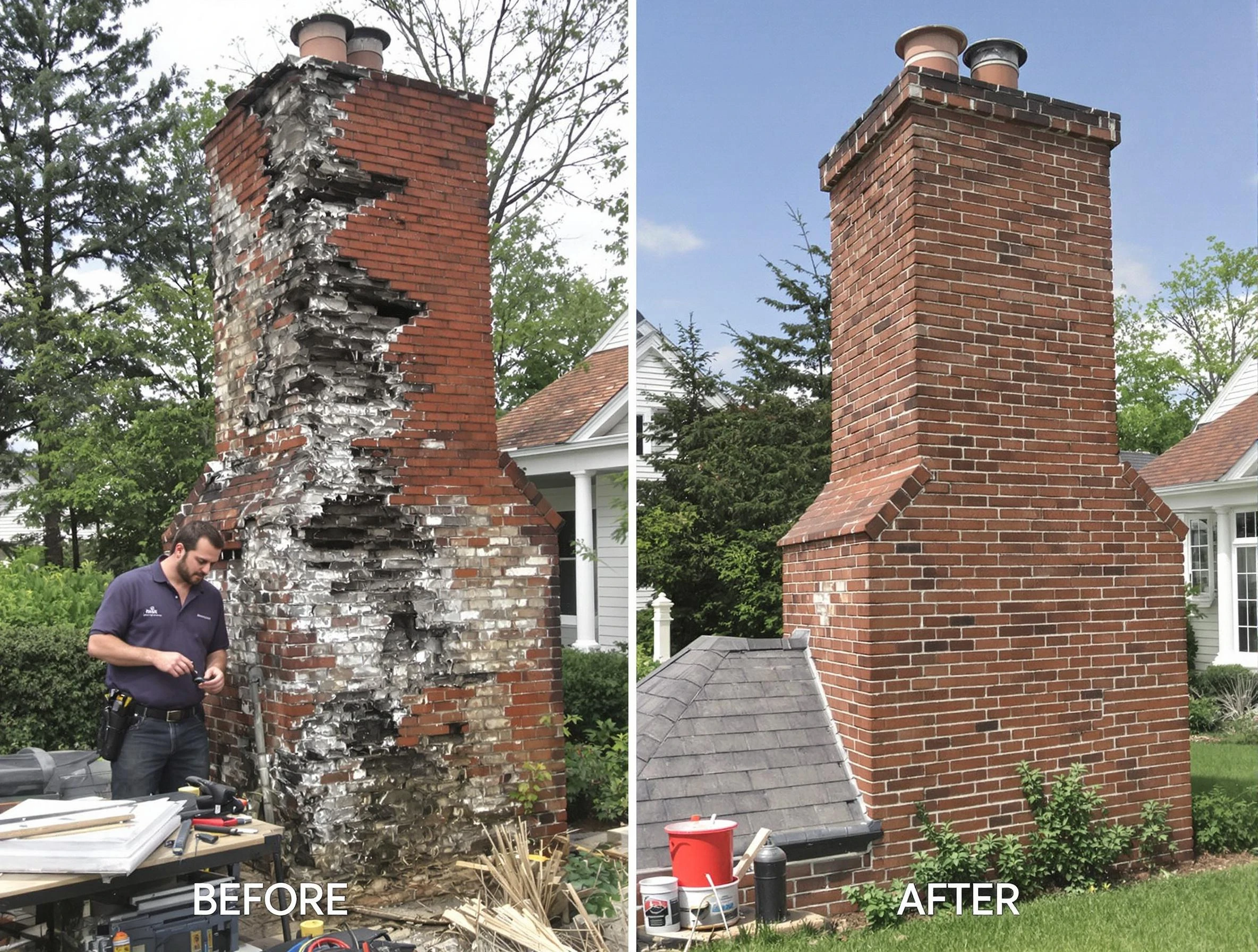 Marlborough Chimney Sweep performing a full chimney restoration in Marlborough, MA