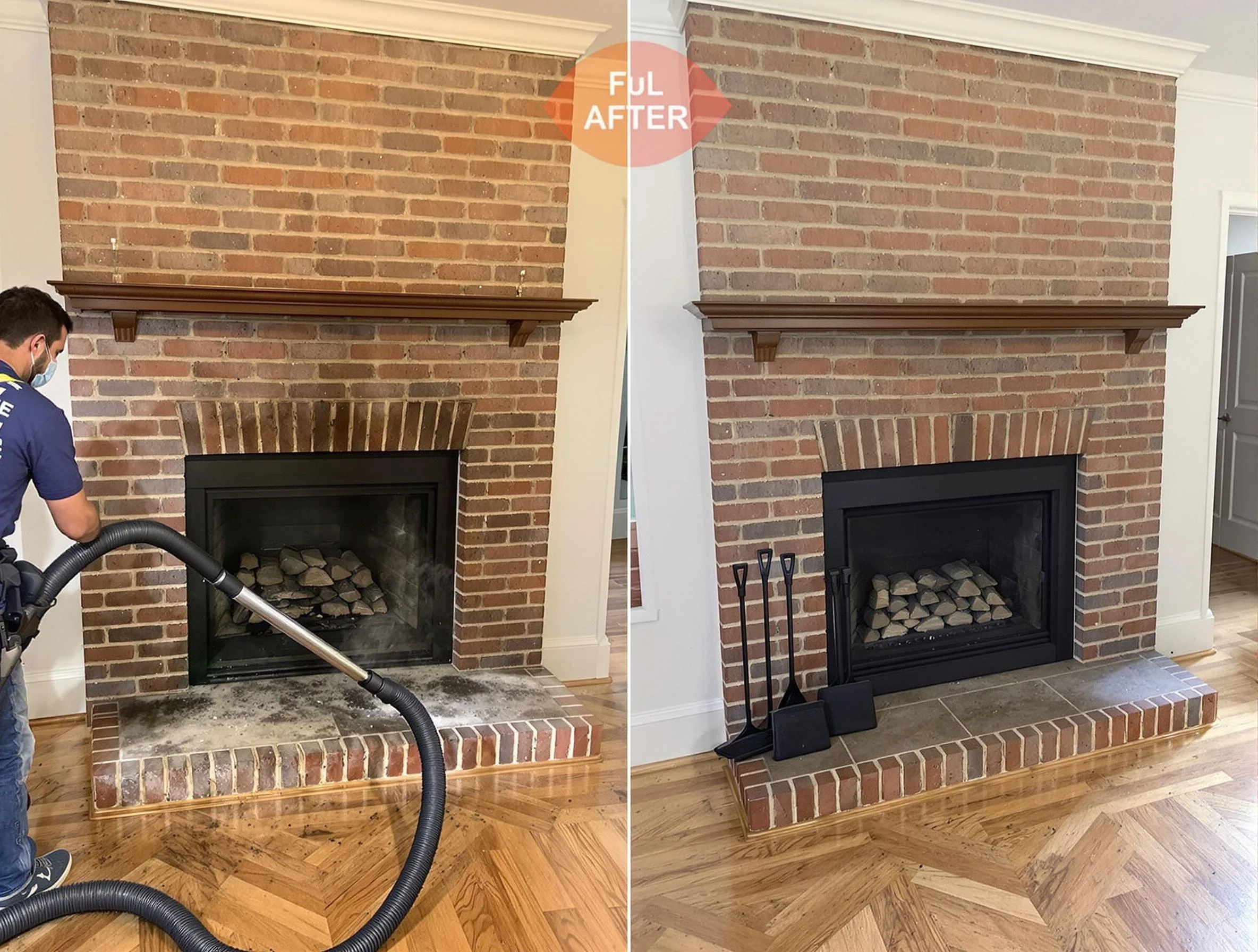 Marlborough Chimney Sweep carefully sanitizing a fireplace in Marlborough, MA