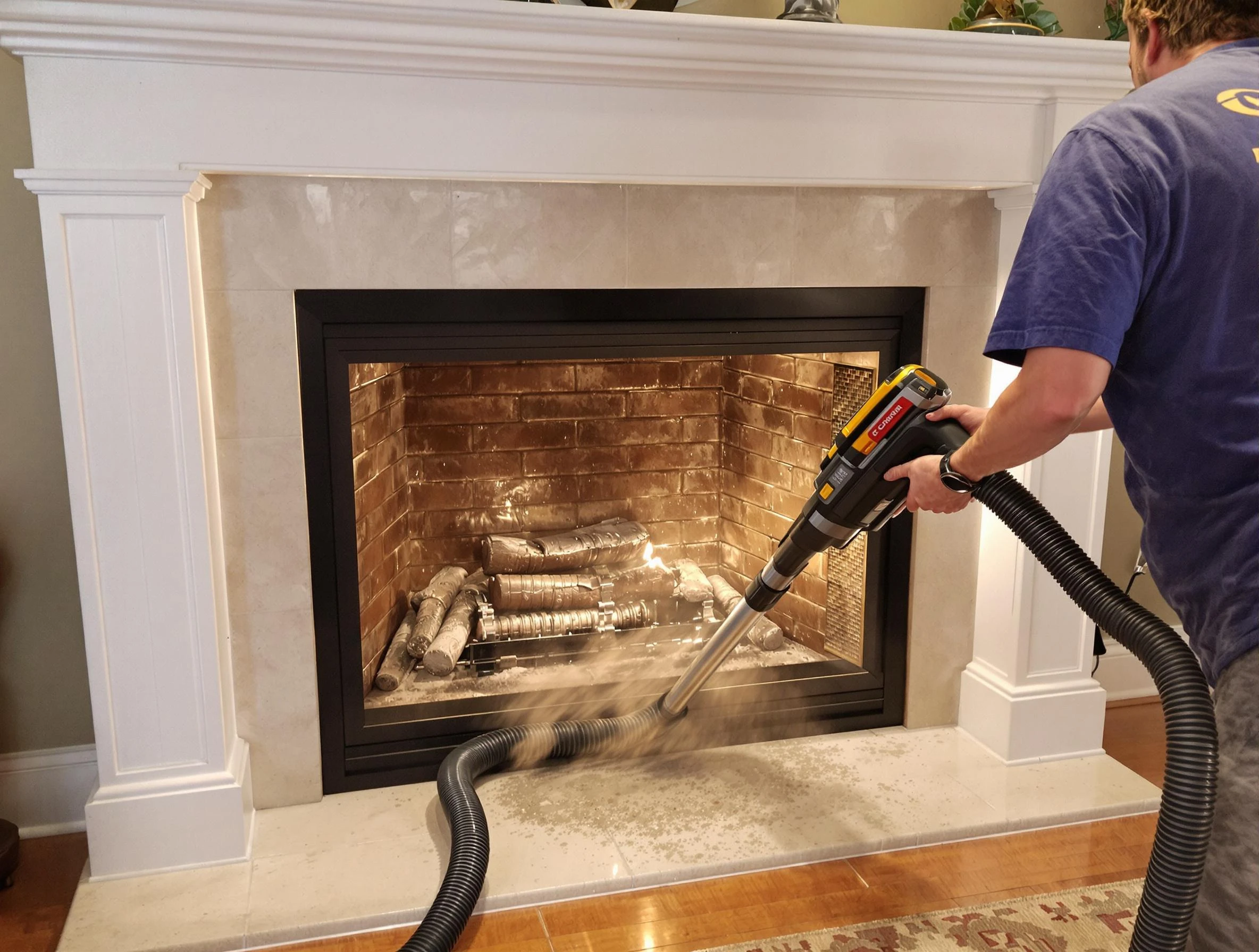 Fireplace cleaning performed by Marlborough Chimney Sweep in Marlborough, MA